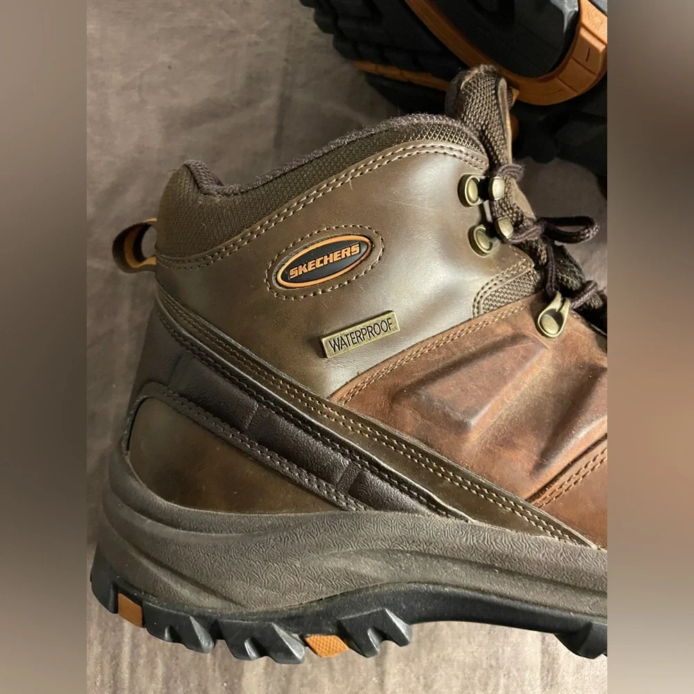 Skechers Men's Relment Traven Waterproof Leather High Top Hiking Boots Brown 13